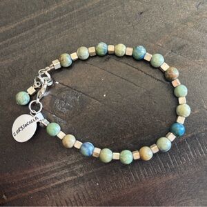 Chrysocolla Beaded Bracelet with Silver Accents